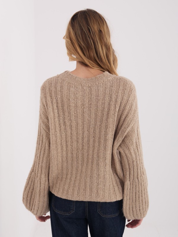 Megztinis-MI-SW-1215.51-tamsiai smėlio spalvos