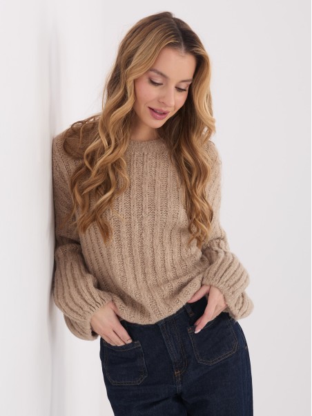 Megztinis-MI-SW-1215.51-tamsiai smėlio spalvos