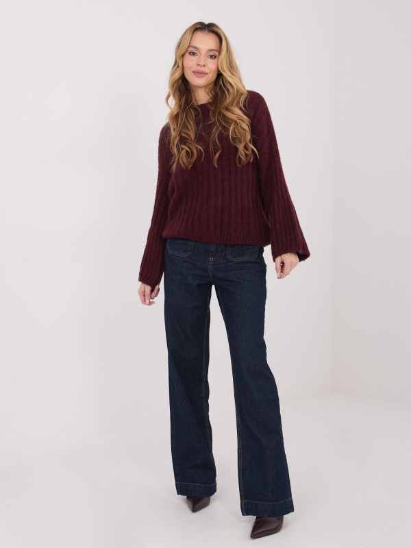 Sweter-MI-SW-1215.97-bordowy