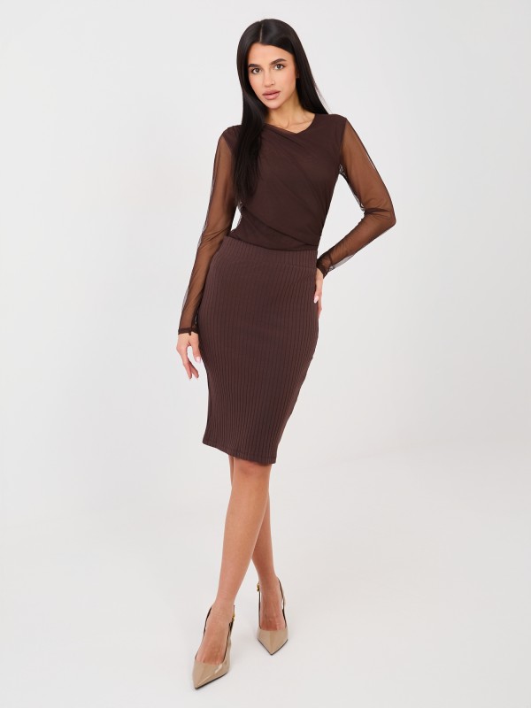 Spódnica-RV-SD-A1058.71-ciemny brązowy