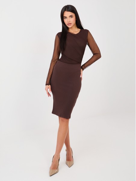 Spódnica-RV-SD-A1058.71-ciemny brązowy