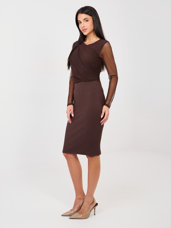 Spódnica-RV-SD-A1058.71-ciemny brązowy