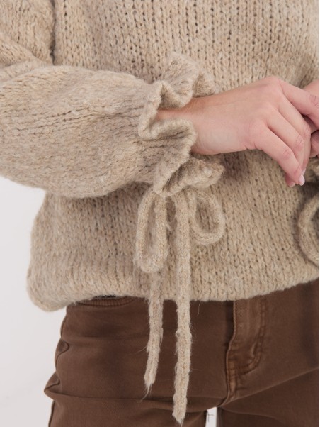 Megztinis-MI-SW-1512.28-tamsiai smėlio spalvos