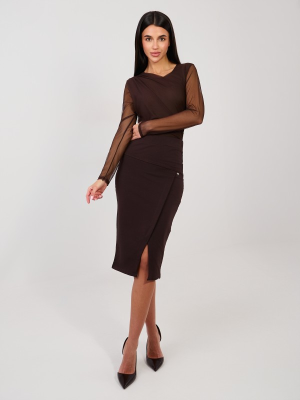 Spódnica-RV-SD-7847.80-ciemny brązowy 2