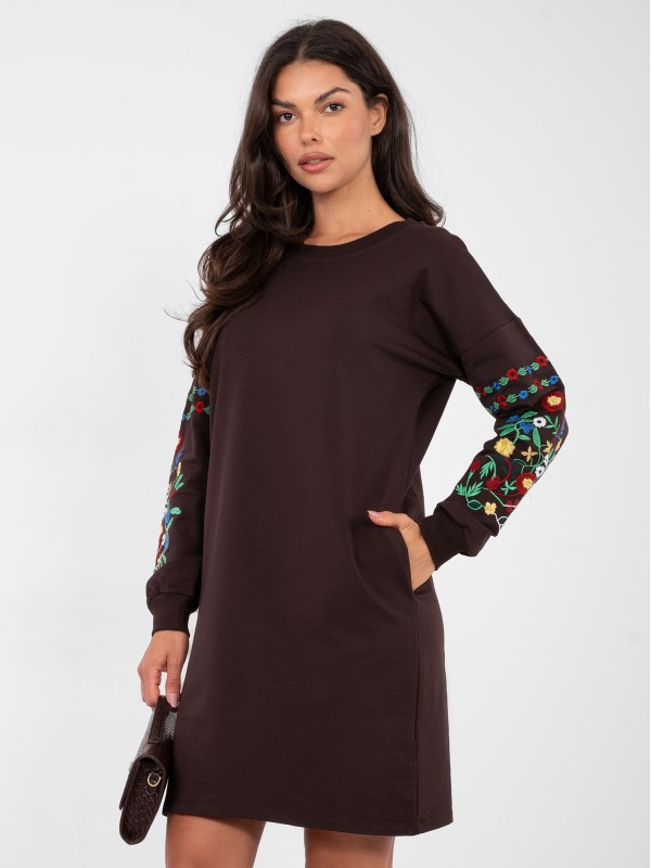 Suknelė-RV-SK-8979.94P-tamsiai ruda