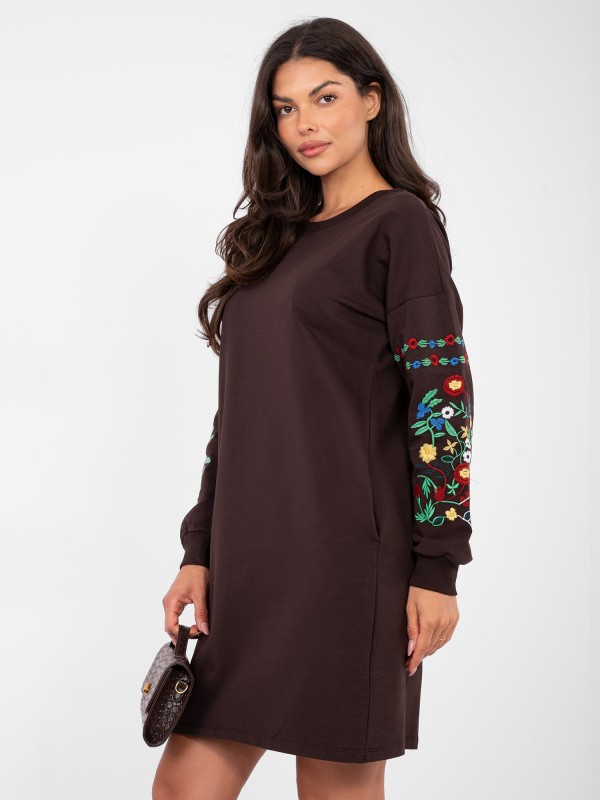 Sukienka-RV-SK-8979.94P-ciemny brązowy 2