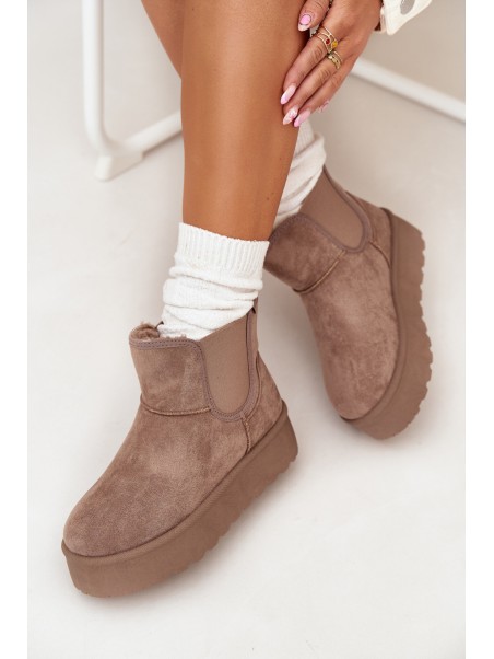 Ladies Snow Boots With Elastic Insert Khaki Kiora