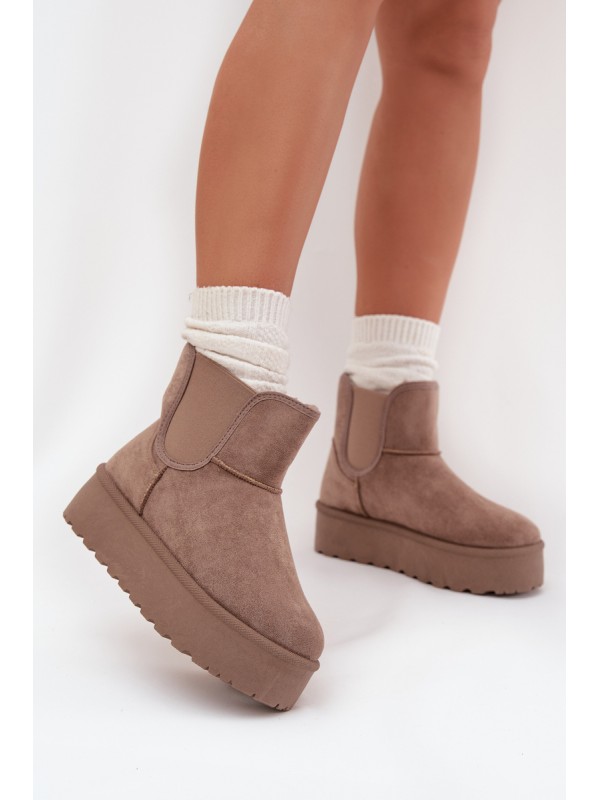 Ladies Snow Boots With Elastic Insert Khaki Kiora 2