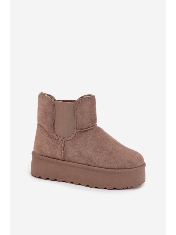 Ladies Snow Boots With Elastic Insert Khaki Kiora