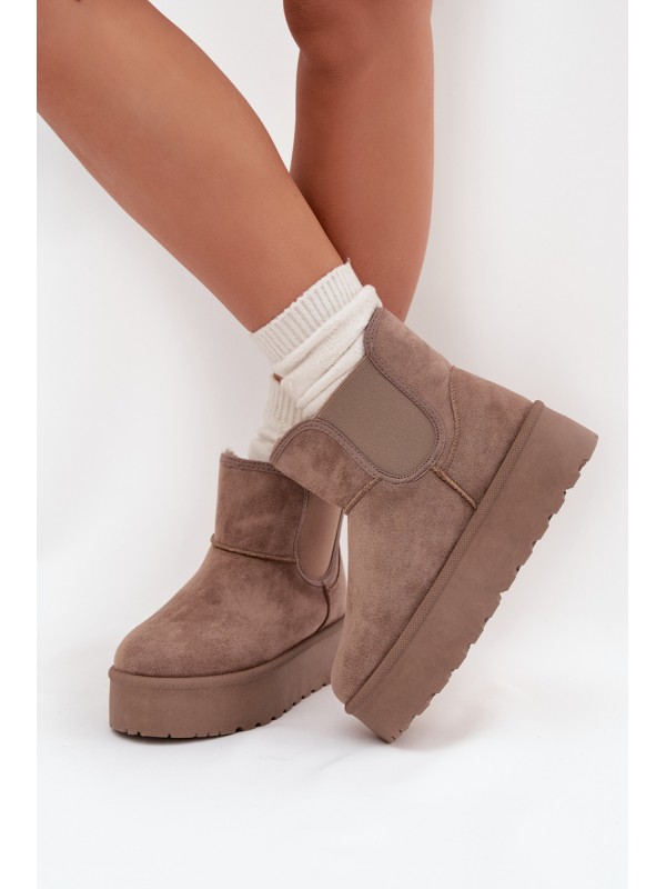 Ladies Snow Boots With Elastic Insert Khaki Kiora