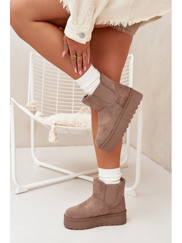 Ladies Snow Boots With Elastic Insert Khaki Kiora