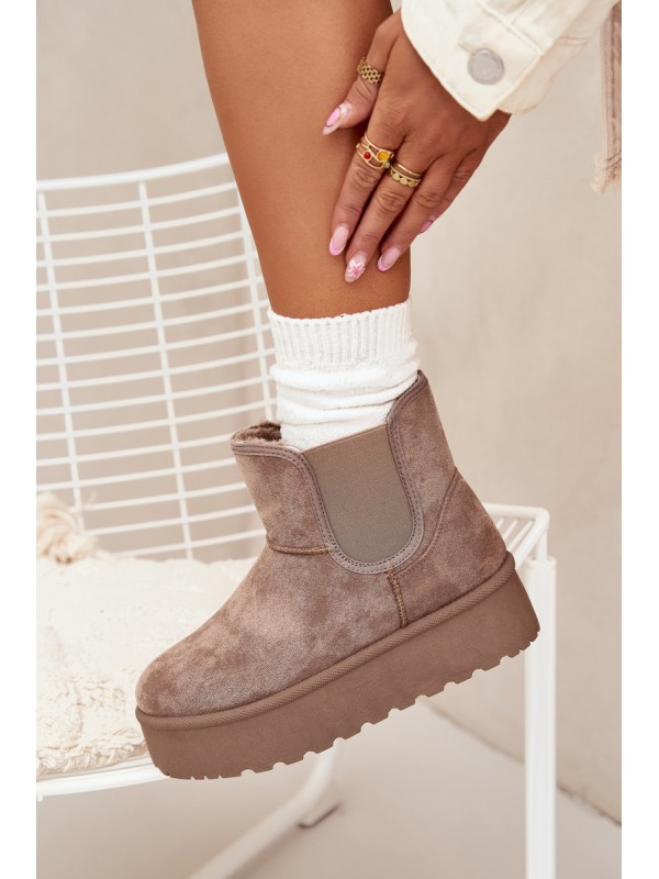 Ladies Snow Boots With Elastic Insert Khaki Kiora