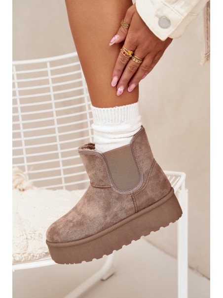 Ladies Snow Boots With Elastic Insert Khaki Kiora