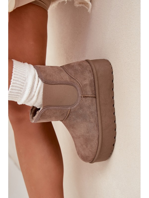 Ladies Snow Boots With Elastic Insert Khaki Kiora