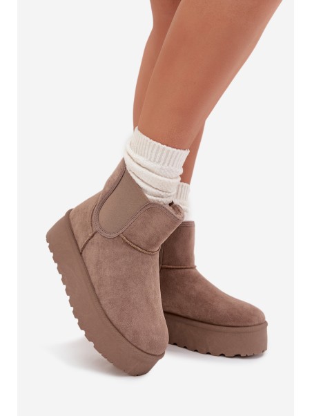 Ladies Snow Boots With Elastic Insert Khaki Kiora