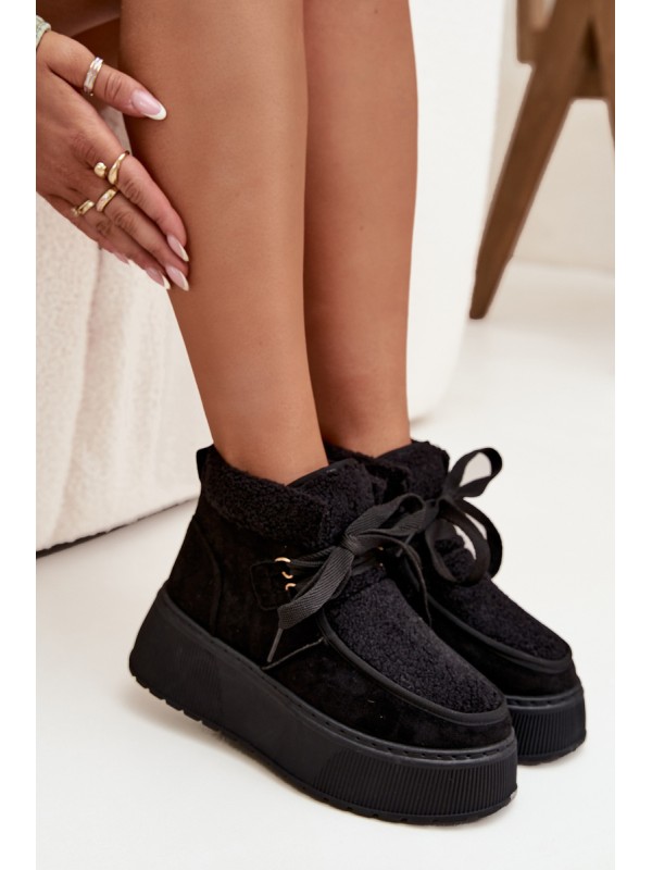 Women's Snow Boots On Platform With Fur Black Florivelle