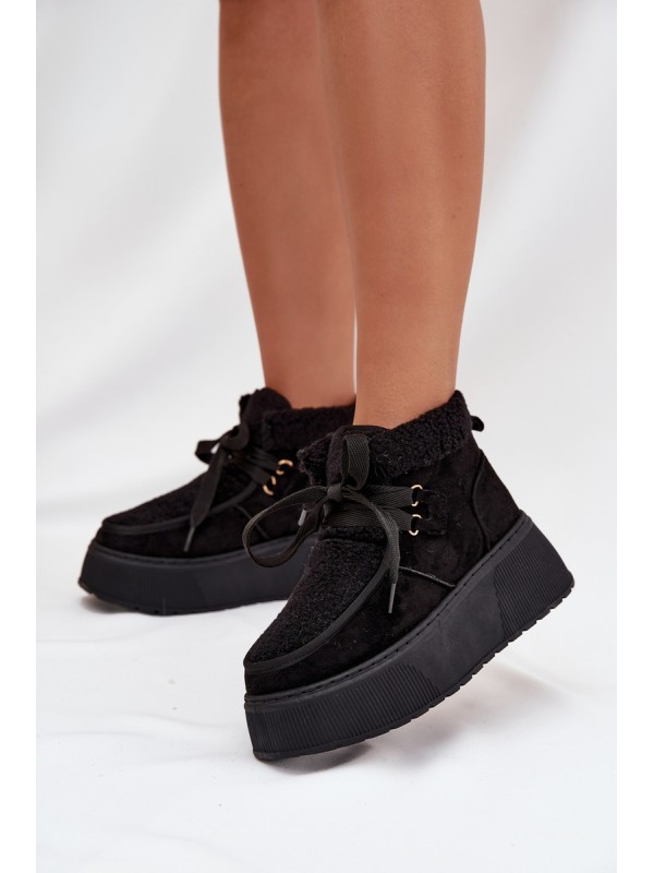 Women's Snow Boots On Platform With Fur Black Florivelle