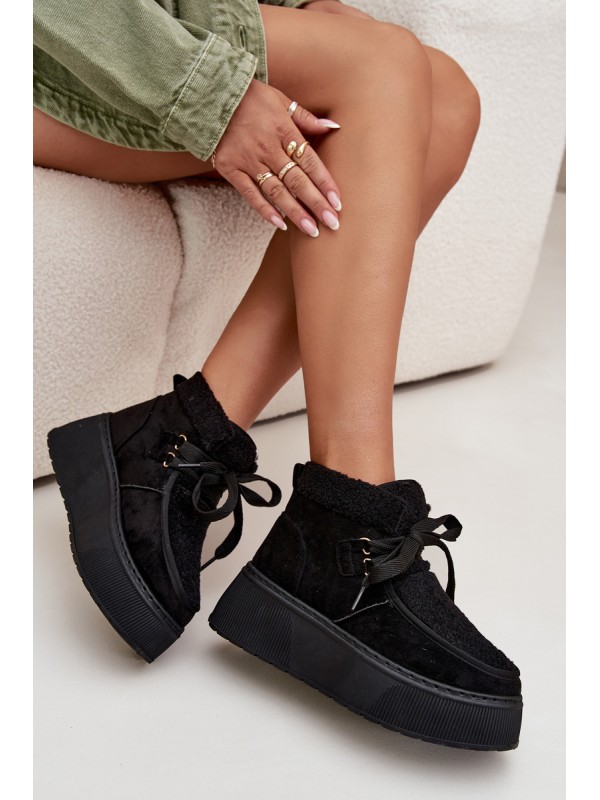 Women's Snow Boots On Platform With Fur Black Florivelle