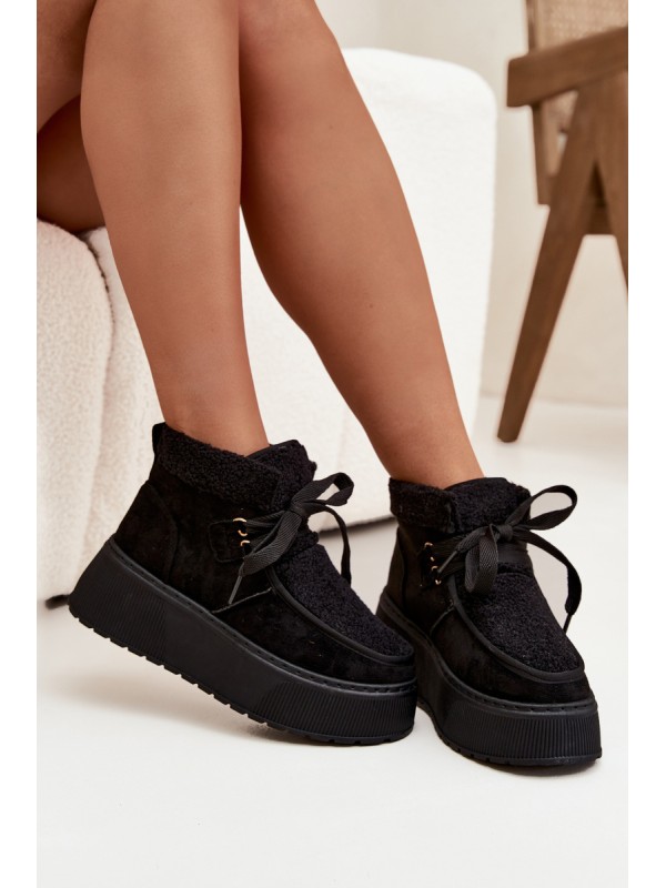 Women's Snow Boots On Platform With Fur Black Florivelle