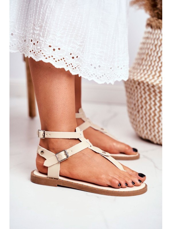 Lu Boo Women's Sandals Beige Flip Flops Gladiators Achilla