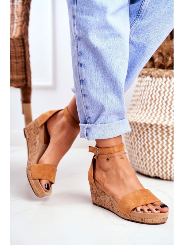 Women's Sandals On Wedge Camel MarryMe