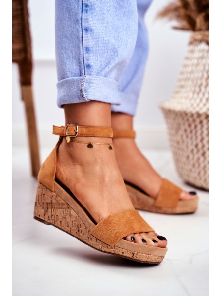 Women's Sandals On Wedge Camel MarryMe