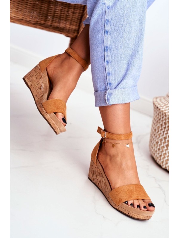 Women's Sandals On Wedge Camel MarryMe