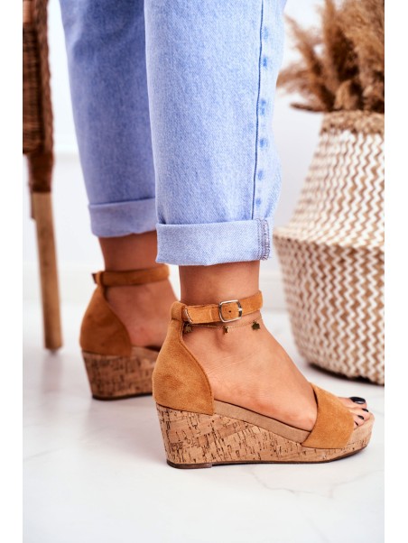 Women's Sandals On Wedge Camel MarryMe