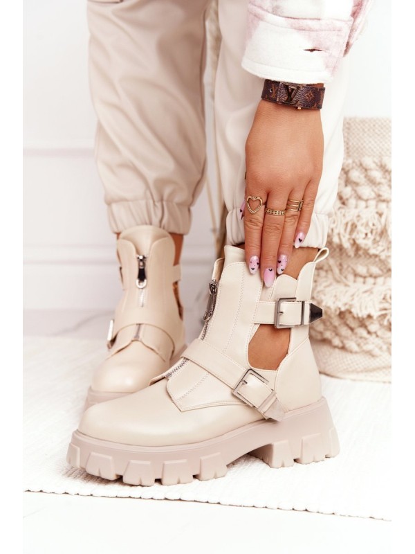 Women's Boots On A Platform Beige Cosmic Love