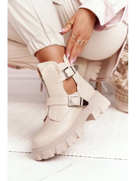 Women's Boots On A Platform Beige Cosmic Love