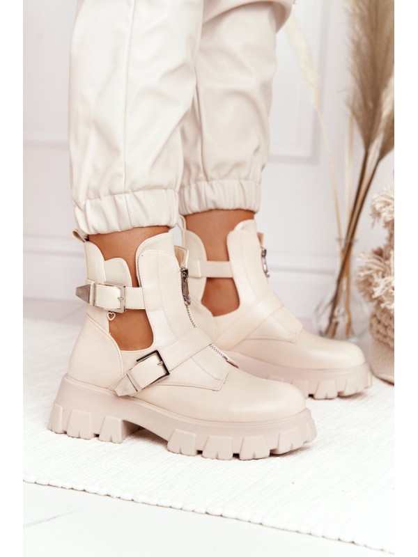 Women's Boots On A Platform Beige Cosmic Love
