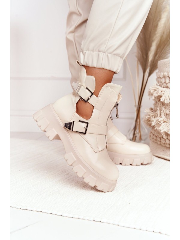 Women's Boots On A Platform Beige Cosmic Love