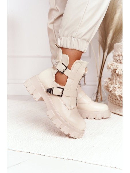 Women's Boots On A Platform Beige Cosmic Love