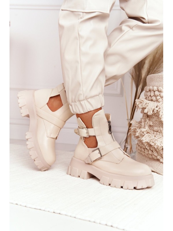Women's Boots On A Platform Beige Cosmic Love