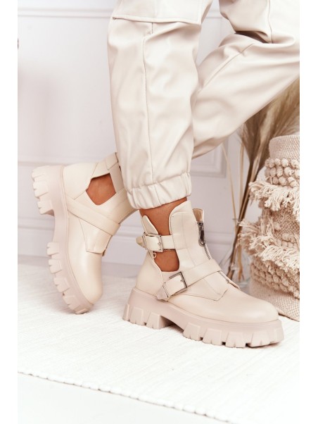 Women's Boots On A Platform Beige Cosmic Love
