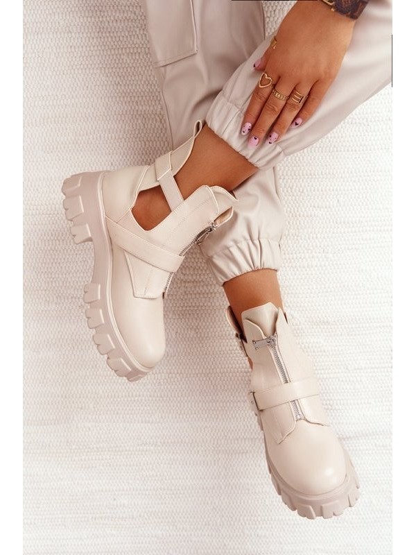 Women's Boots On A Platform Beige Cosmic Love