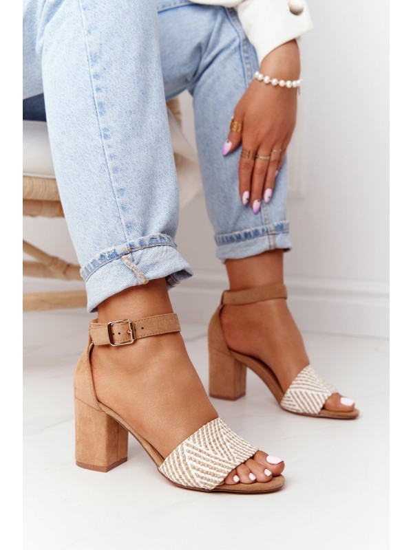 Sandals With Braided Upper On A Bar Light Brown Honeymoon