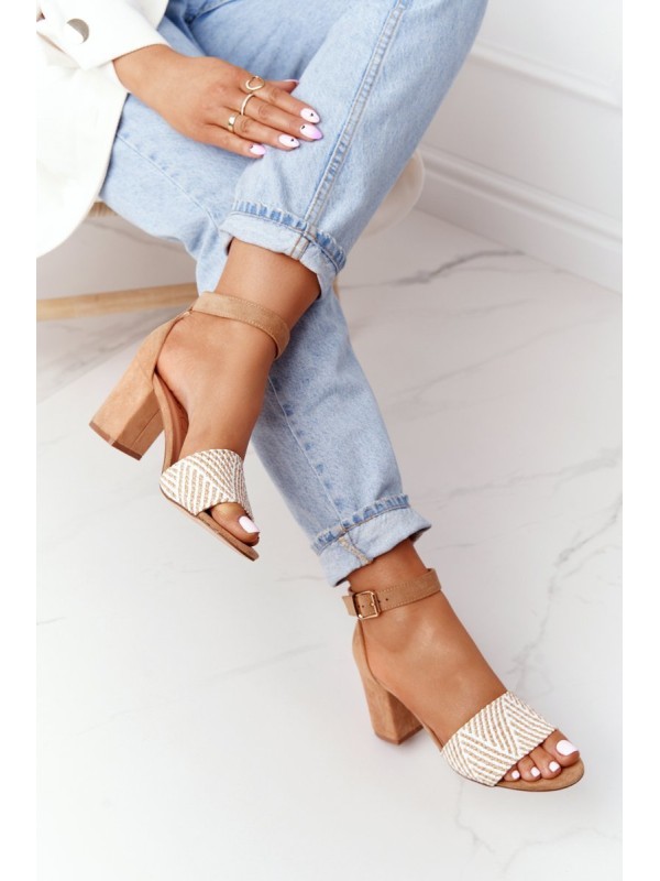 Sandals With Braided Upper On A Bar Light Brown Honeymoon