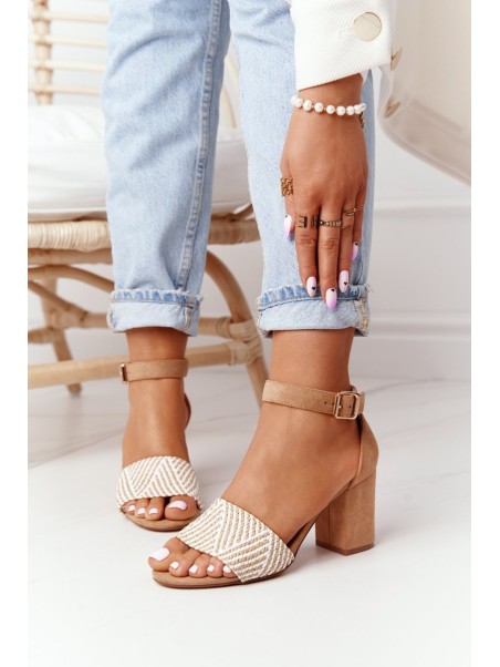 Sandals With Braided Upper On A Bar Light Brown Honeymoon