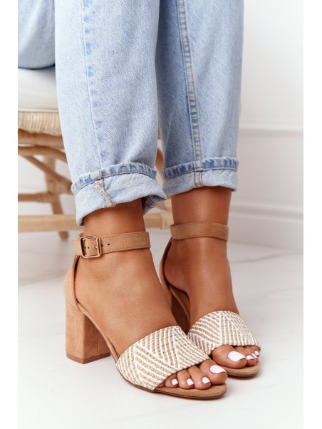 Sandals With Braided Upper On A Bar Light Brown Honeymoon
