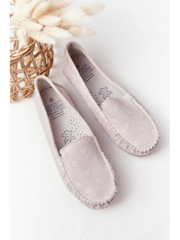 Women s Leather Loafers RIO FLORE Eco-Friendly Beige