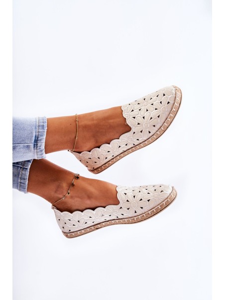 Women's White Floral Slip-On Ballerina Flats Vennice