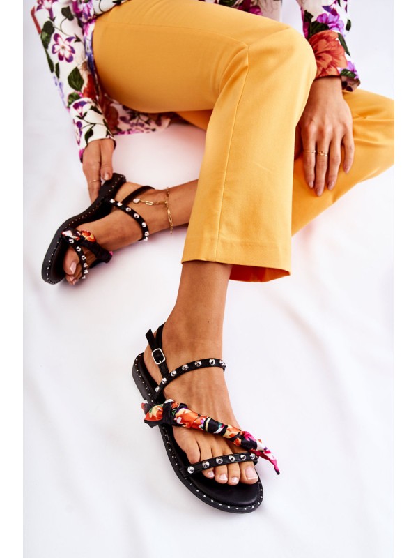 Women's Sandals With Ornaments Black Mataro