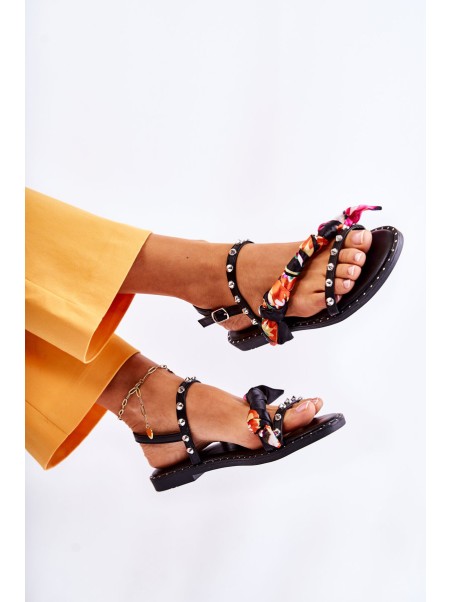 Women's Sandals With Ornaments Black Mataro
