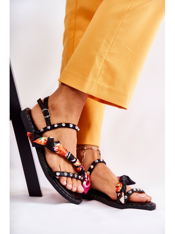 Women's Sandals With Ornaments Black Mataro