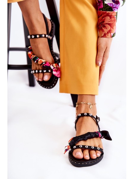 Women's Sandals With Ornaments Black Mataro