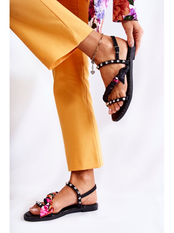 Women's Sandals With Ornaments Black Mataro