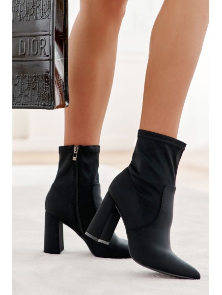 Women's Material Boots On Heel Black Amile