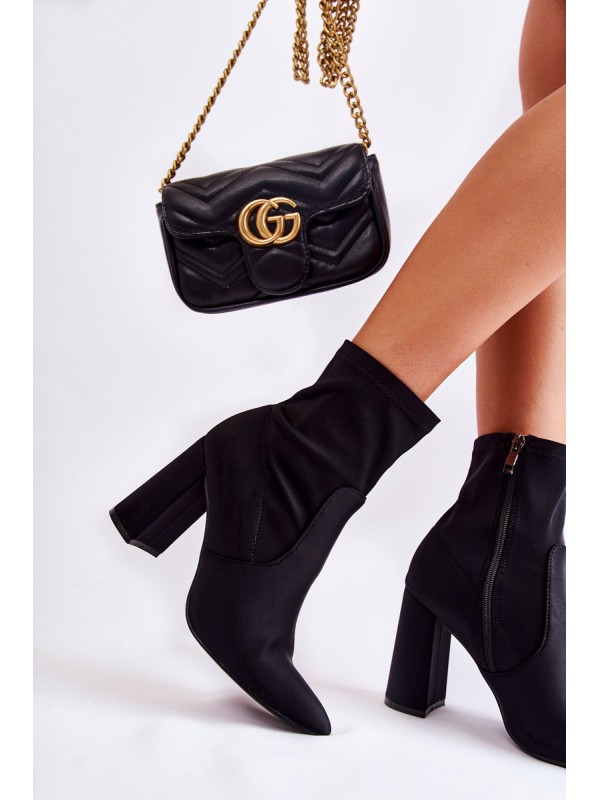 Women's Material Boots On Heel Black Amile