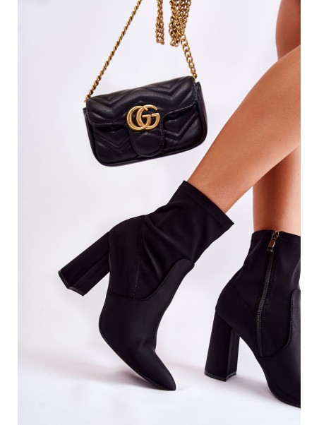 Women's Material Boots On Heel Black Amile